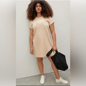 Everlane The Weekend Beige Crewneck Women’s Size M Casual Cotton T-Shirt Dress